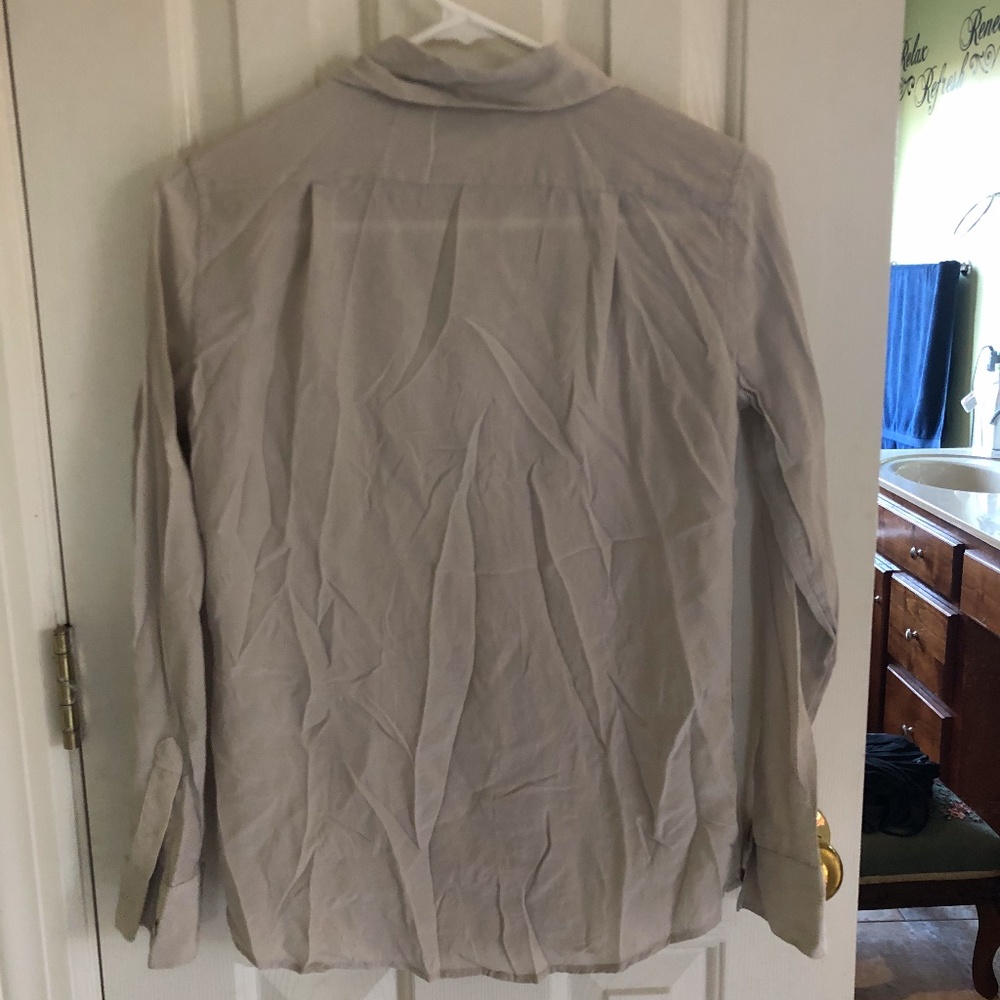 Everlane Silk Button Down Blouse Shirt Light Gray - image 2